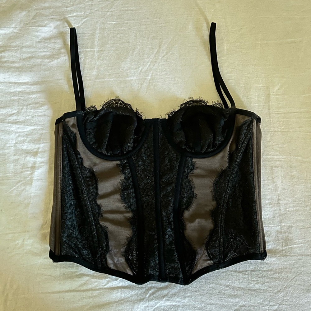 For Love And Lemons Black Lace Corset Urban Outfitters